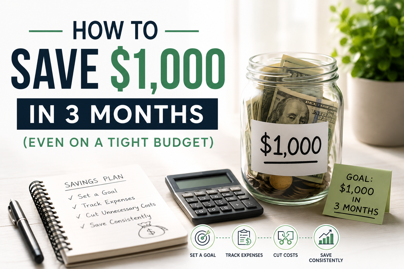 ➤ How to Save $1,000 in 3 Months (Even on a Tight Budget)