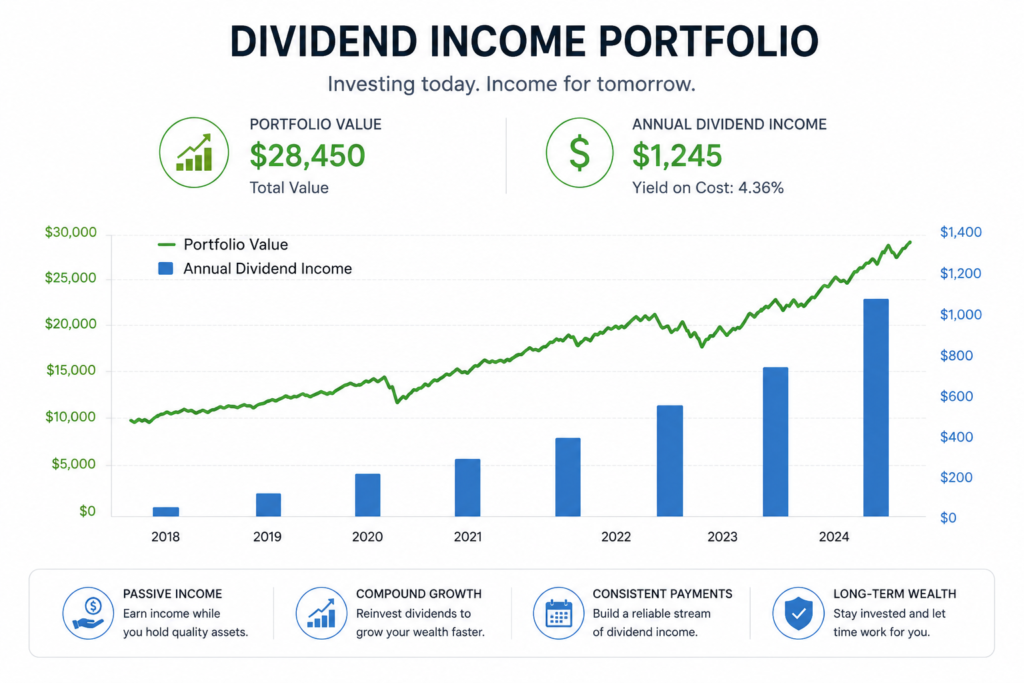 dividend income portfolio investing chart for beginners