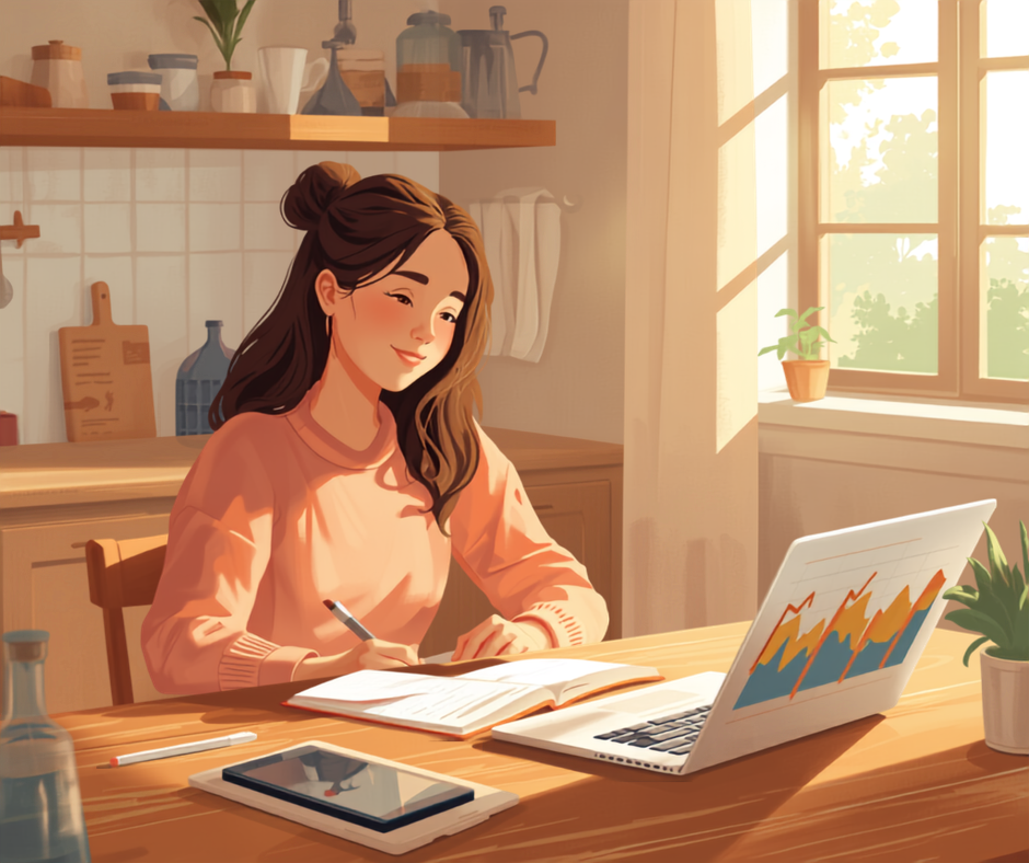 young woman budgeting